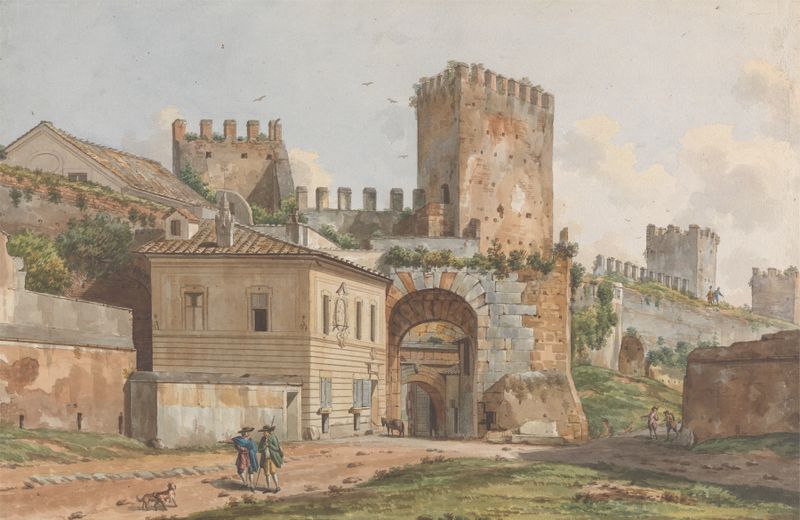 Gateway in a City Wall With Towers, oil on canvas by Willey Reveley