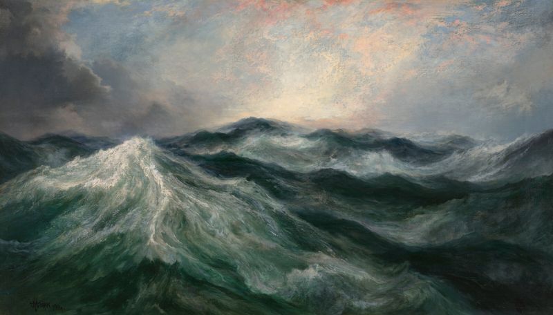 Paisaje que muestra las secuelas de una tormenta, óleo de Thomas Moran