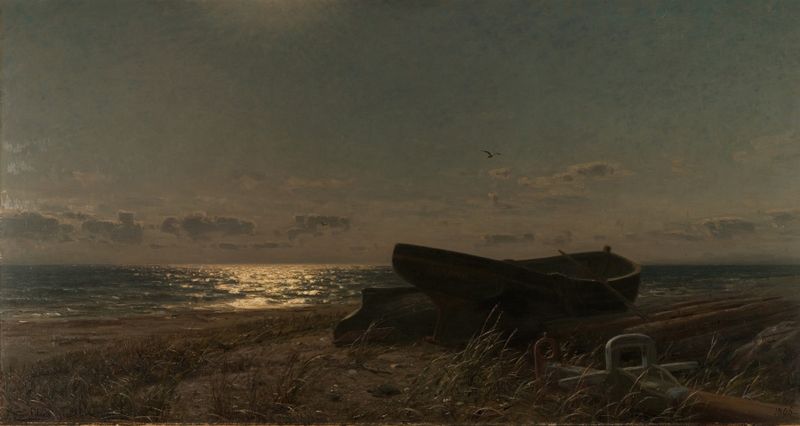 Retrato de uma figura solitária em contemplação, pintura a óleo de Amaldus Nielsen