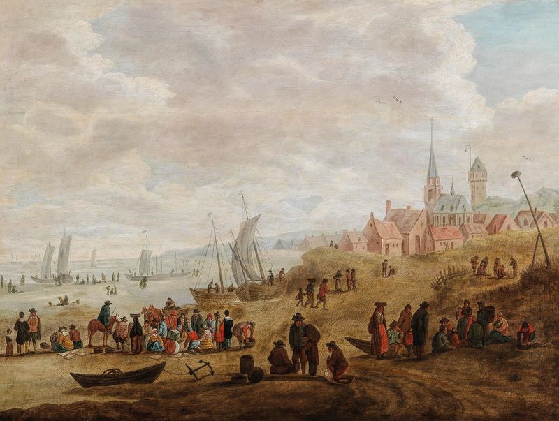 Coastal landscape with figures and sunlight, by Cornelis Beelt, unknown medium
