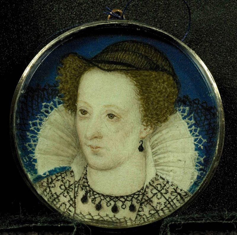 Retrato de Maria Stuart, rainha da Escócia, em pergaminho por um artista desconhecido