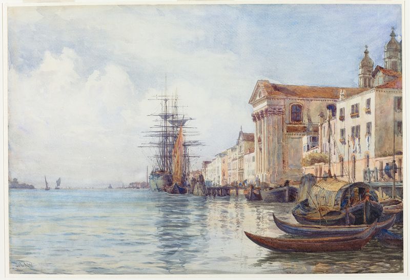 O Canal Giudecca com Envio perto da Chiesa dei Gesuati, óleo sobre tela de David Law
