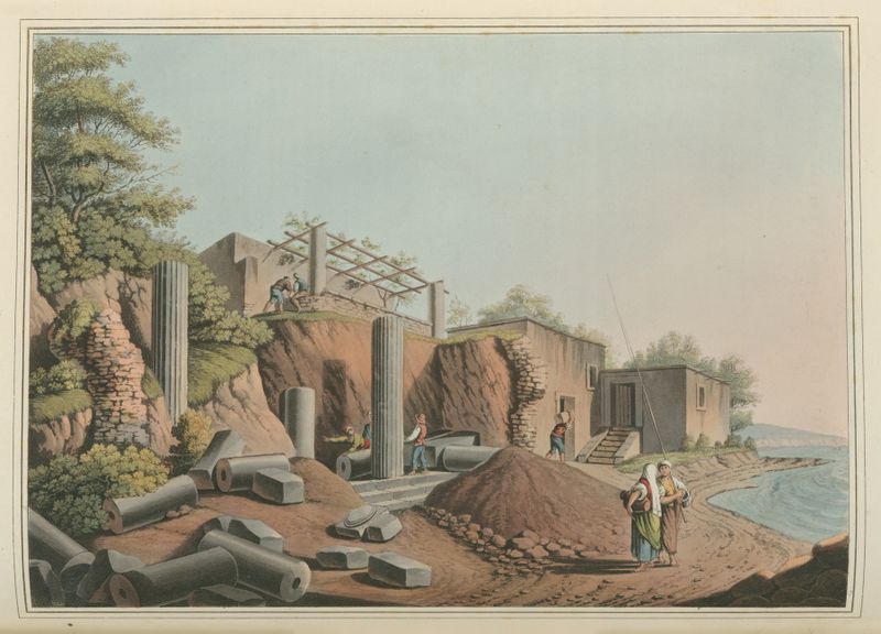 Ancient Temple in the Island of Salina de Luigi Mayer, paisagem com um templo.