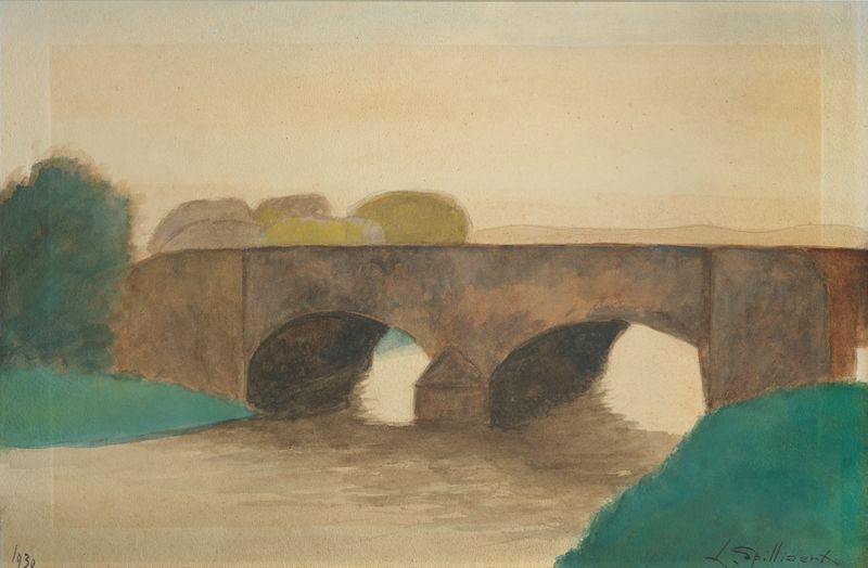 Obra figurativa de Léon Spilliaert, pintura a óleo, retratando uma figura solitária à beira da água.