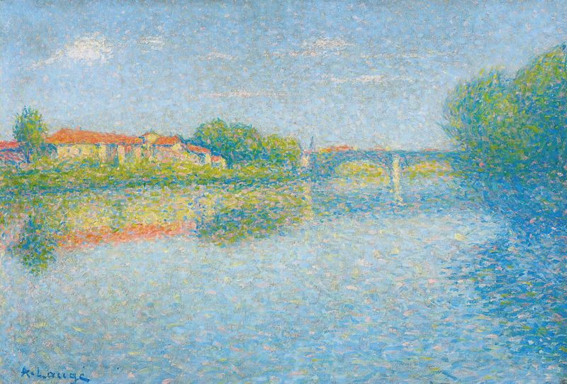 La Garonne À Toulouse by Achille Laugé, oil painting of a serene river landscape.