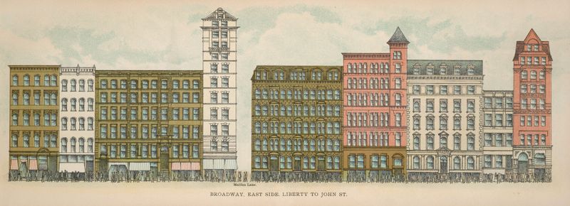 Escena de género que representa la vida urbana en 1899 de Mail & Express