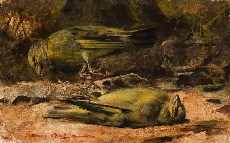 Dead Birds by Curt Agthe, depicting lifeless birds with detailed feathers.