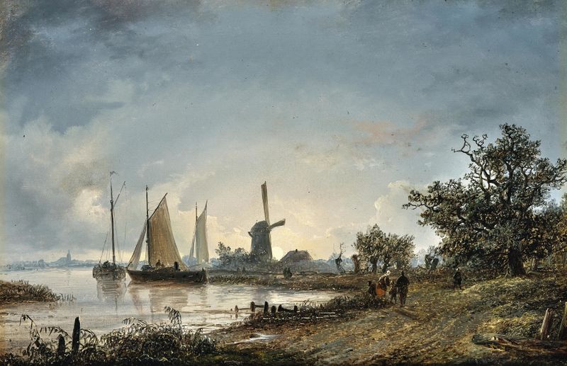 A Moonlit Night by the River, oil on canvas by Remigius Adrianus van Haanen