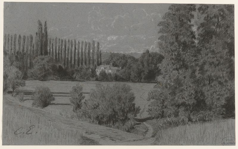 Paisaje de The Eustache Estate near Cherbourg, óleo sobre lienzo de Charles François Eustache