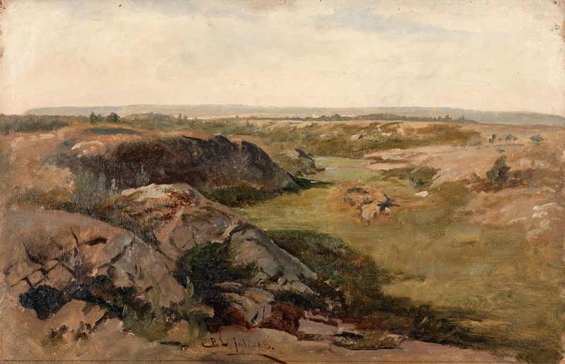 Undulating Country. Study de Berndt Lindholm, pintura al óleo que representa colinas onduladas y luz.