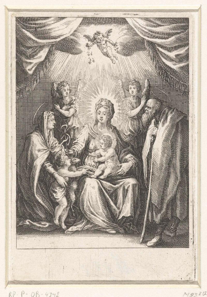 Gravura de Jacques Callot representando a Sagrada Família com Elizabeth e João Batista.