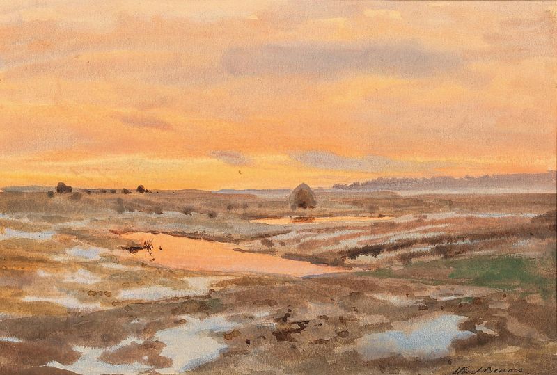 Sunset on the Gulf of Finland by Albert Nikolaevich Benois, oil on canvas