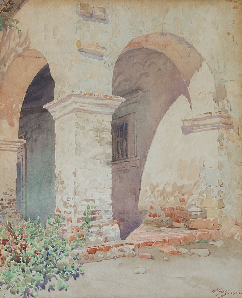 Mission San Juan Capistrano by Gunnar Mauritz Widforss, watercolor on paper