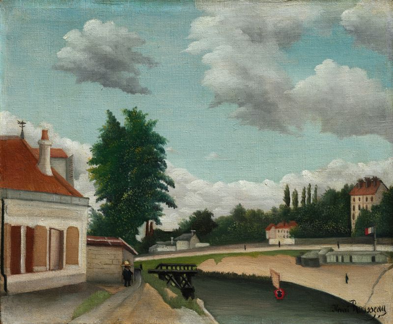 Landscape with a winding path through lush greenery by Henri Rousseau, oil painting