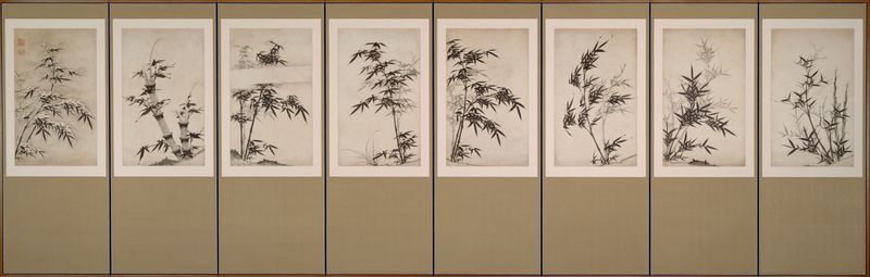 Bamboo through the Four Seasons, tinta sobre papel de Yu Tŏk-chang
