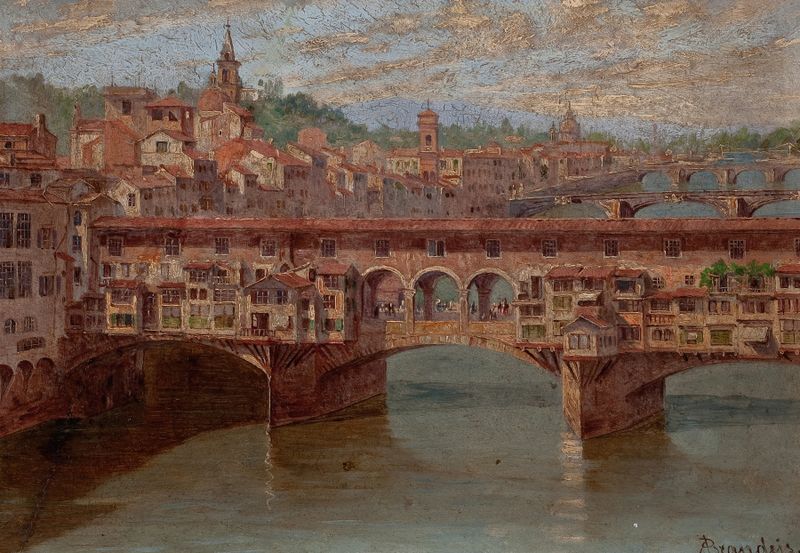 Ponte Vecchio, oil on canvas by Antonietta Brandeis