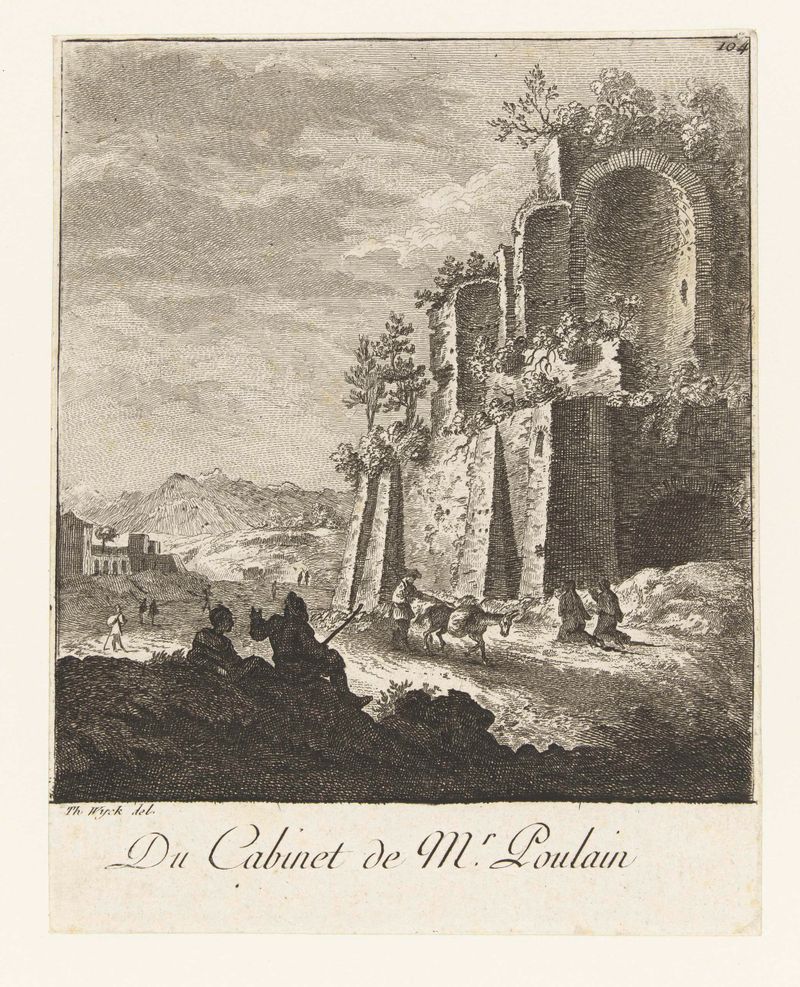 Ruïnes van de tempel van de Zon en de Maan bij het Colosseum, etching by Bartholomeus Breenbergh