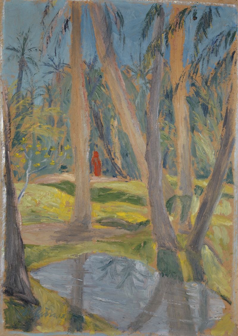 Paisagem com palmeiras e luz solar de Ernst Schiess, 1918