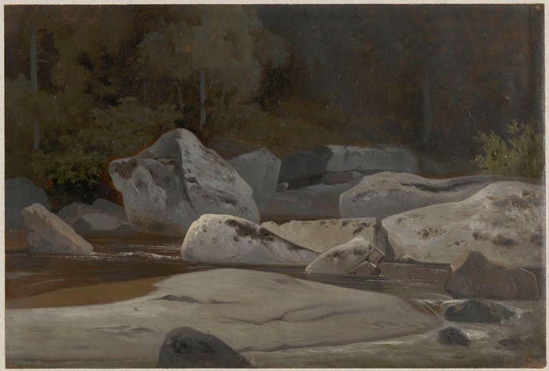 Arroyo de montaña con rocas, óleo sobre lienzo de Arthur Blaschnik
