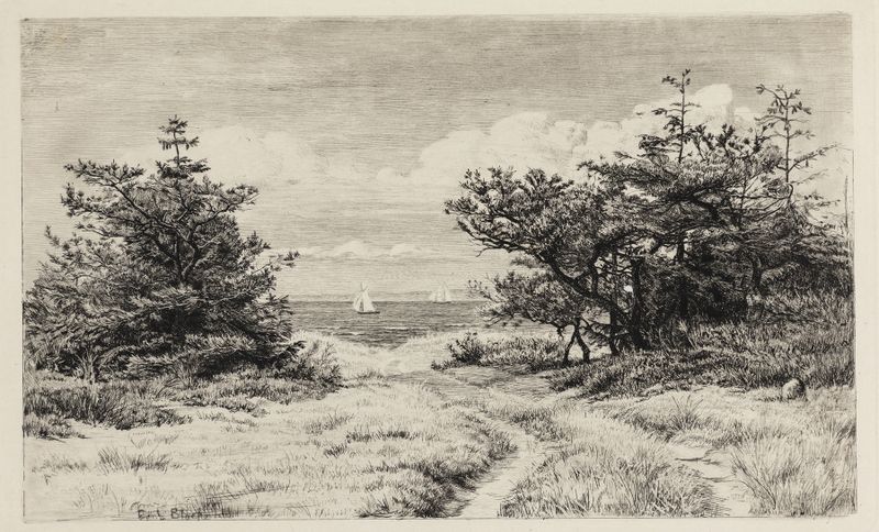 Udsigt til Havet by Carl Bloch, oil on canvas depicting a tranquil sea and horizon.