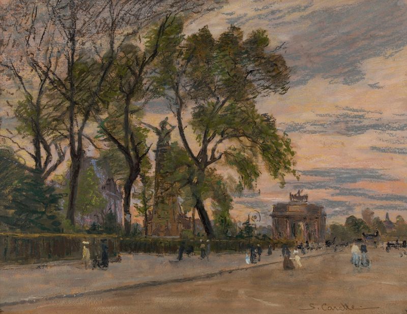 Le Carroussel by Georges-Émile Carette, impressionism, depicting a carousel with horses in motion