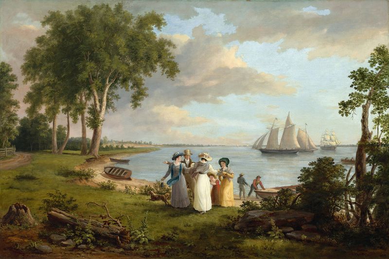 View of the Delaware near Philadelphia, oil on canvas by Thomas Birch