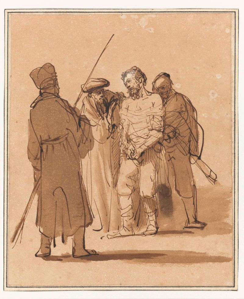 Christ Bound between Two Soldiers and a High Priest, paper, Gerbrand van den Eeckhout