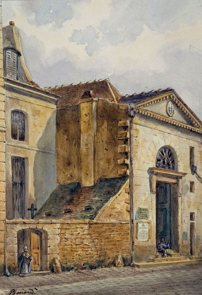 La chapelle Saint-Jean et l’entrée du cimetière Saint-Eustache, oil painting by Auguste-Sébastien Bénard