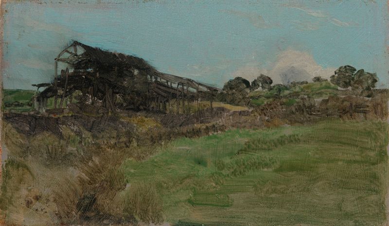 Blue and Emerald; Coal Mine de James Abbott McNeill Whistler, pintura a óleo que retrata uma paisagem abstrata.