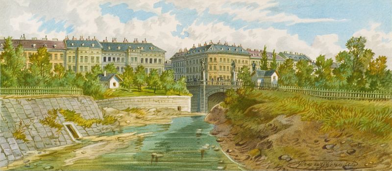 Die Elisabethbrücke über den Wienfluß by Franz Gerasch, impressionism, landscape