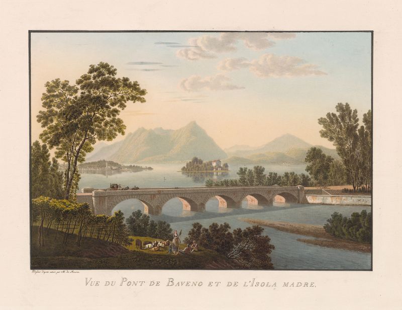 Vue du Pont de Baveno et de l’Isola Madre, óleo sobre tela de Gabriel Lory the Younger