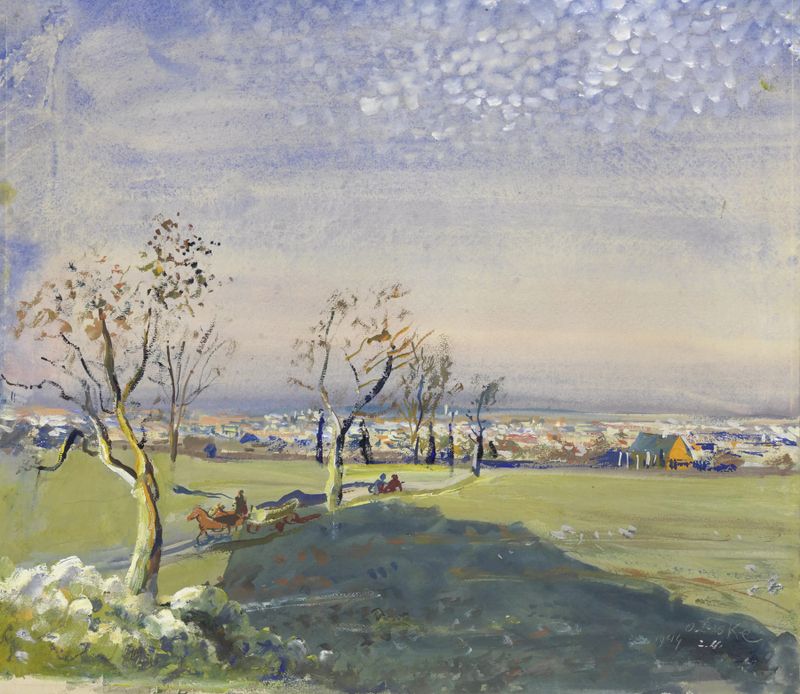 Vista del paisaje de Viena desde el sur por Oskar Laske, expresionismo
