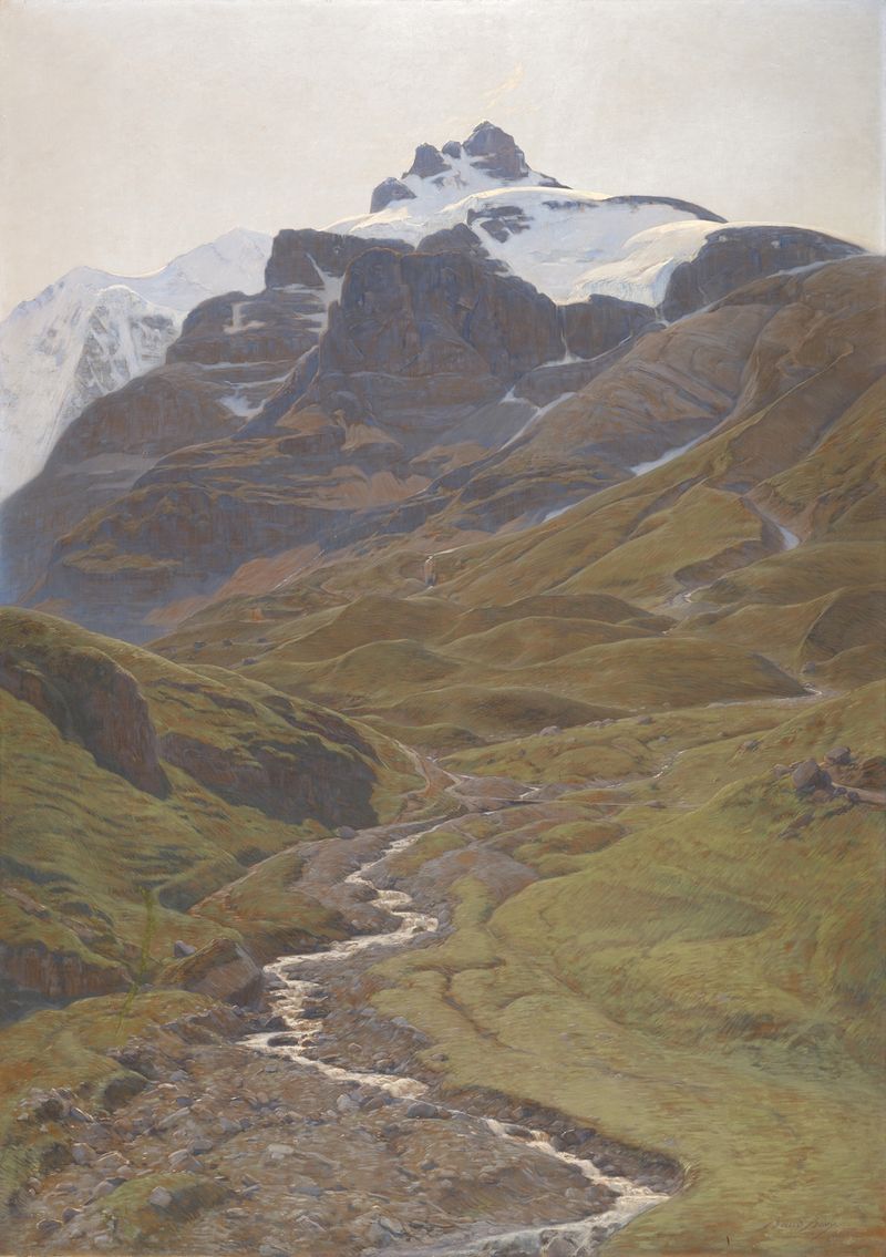 Paisaje con montañas y vegetación, óleo de Auguste Baud-Bovy