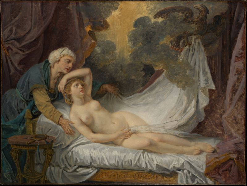 Aegina visited by Jupiter, oil on canvas by Jean-Baptiste Greuze