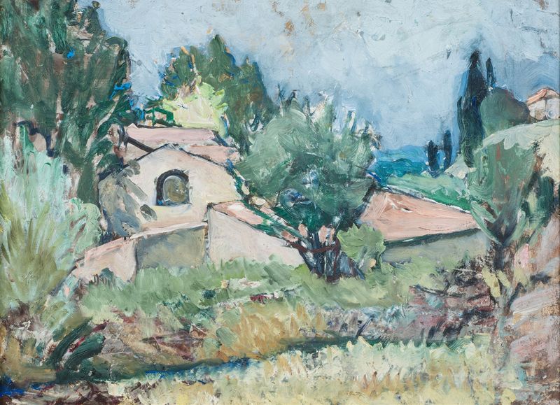 Paisagem do Sul da França por Anna Boberg, óleo sobre tela