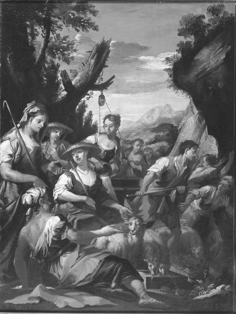 Moses and the Daughters of Jethro, oil on canvas by Giovanni Camillo Sagrestani