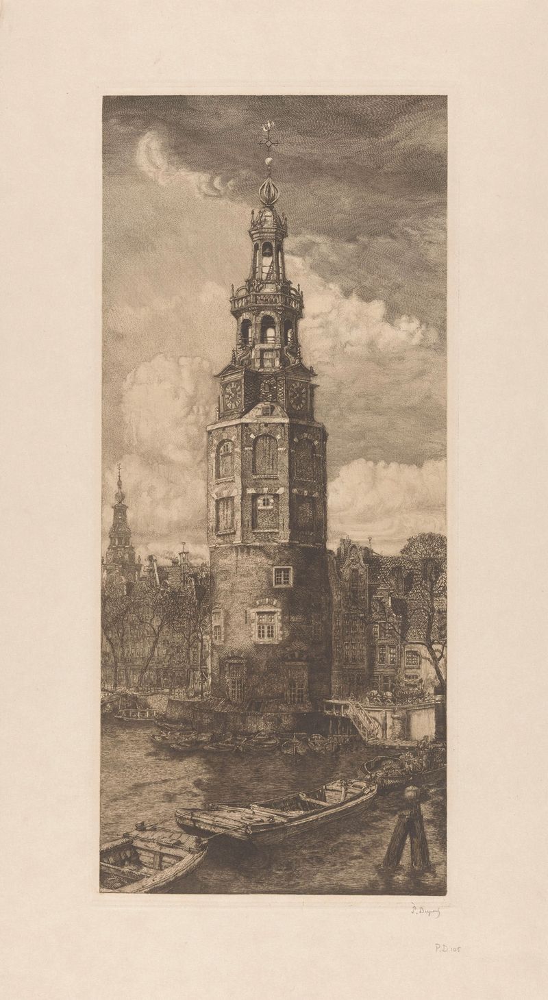 Montelbaanstoren aan de Oudeschans in Amsterdam, oil on canvas by Pieter Dupont
