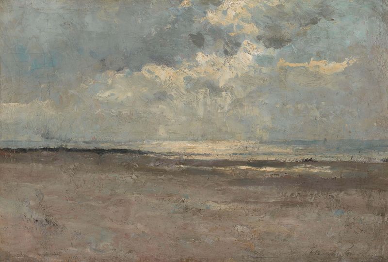 Reflections on the Sea by Albert Baertsoen, impressionism, depicting gentle waves and shimmering light.