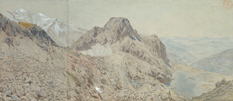 Landscape of Mont Blanc in oil on canvas by Eugène-Emmanuel Viollet-le-Duc
