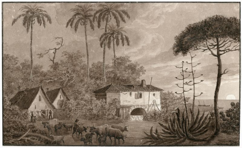 Landscape with a windmill in soft light by Otto Howen
