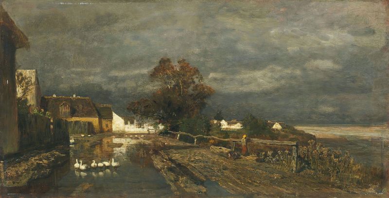 After the Storm de Emil Jakob Schindler, pintura a óleo de paisagem com folhagem vibrante e luz.