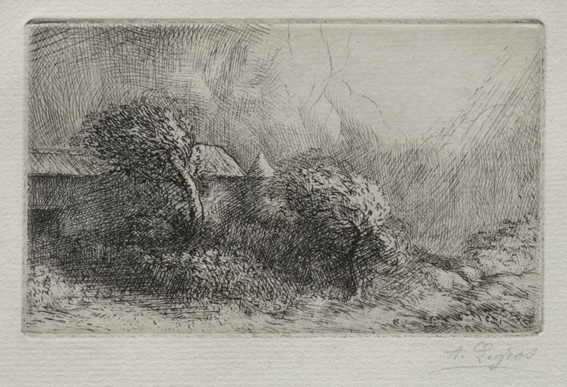 Chailli; Fin de una tormenta óleo de Alphonse Legros que representa un cielo tormentoso y paisaje