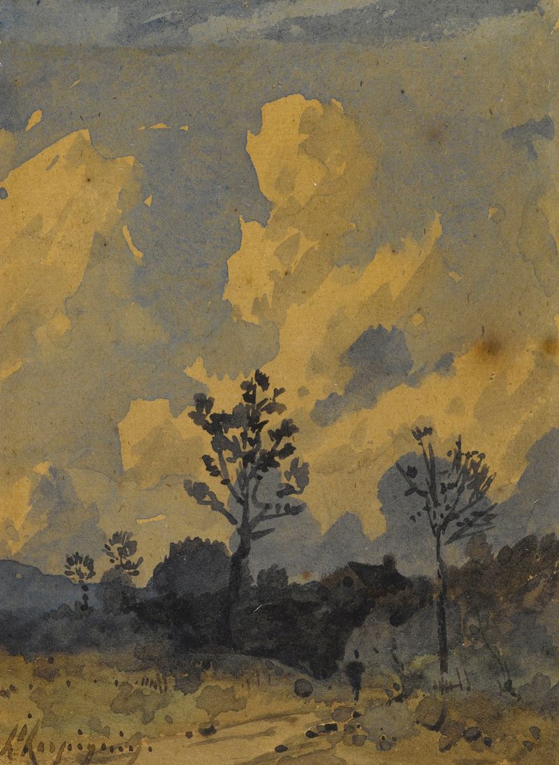 Sendero forestal con luz filtrada, pintura al óleo de Henri-Joseph Harpignies