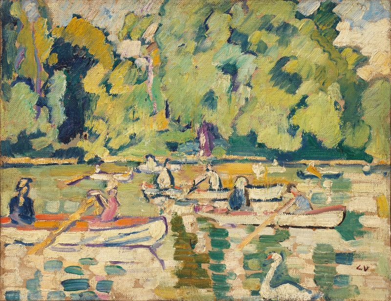 Escena marina con barcos en el agua, pintura al óleo de Louis Valtat