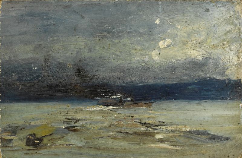 On the Hudson River, oil on canvas by Robert Henri, depicting a tranquil landscape with water and trees.