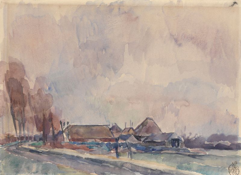 Landscape with gentle greens and warm ochres by Rik Wouters, oil on canvas
