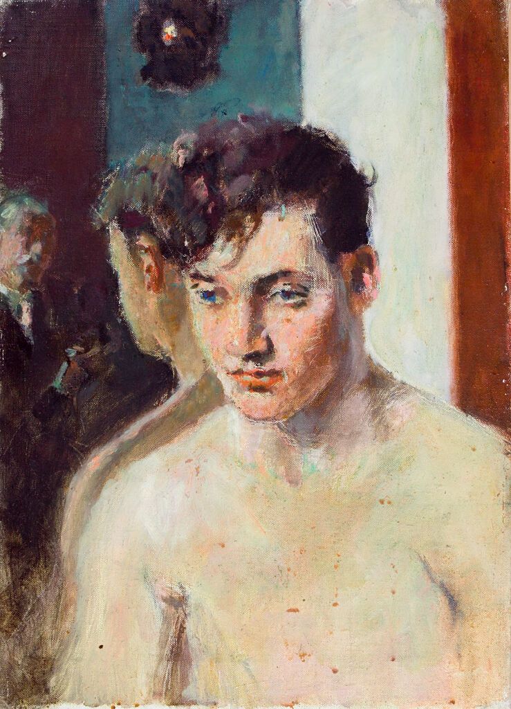 Retrato de Charles S. Parker com espelho, óleo sobre tela de Denman Waldo Ross