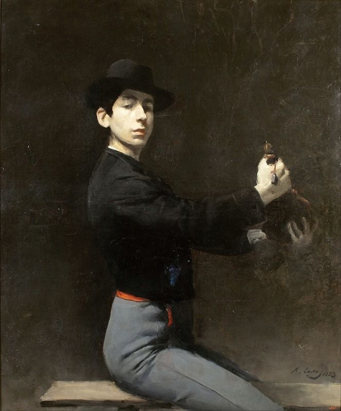 Auto-retrato de Ramón Casas, óleo sobre tela, retratando uma figura em introspecção.