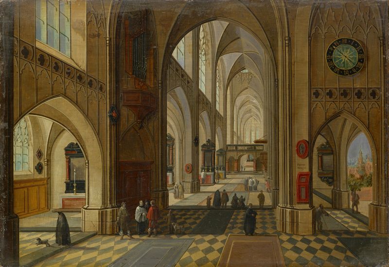 Interior of a Gothic church, oil on panel by Pieter Neeffs the Elder