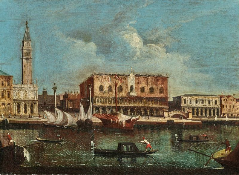 Escena marina de San Marco Basin, Venecia por Francesco Tironi, pintura al óleo